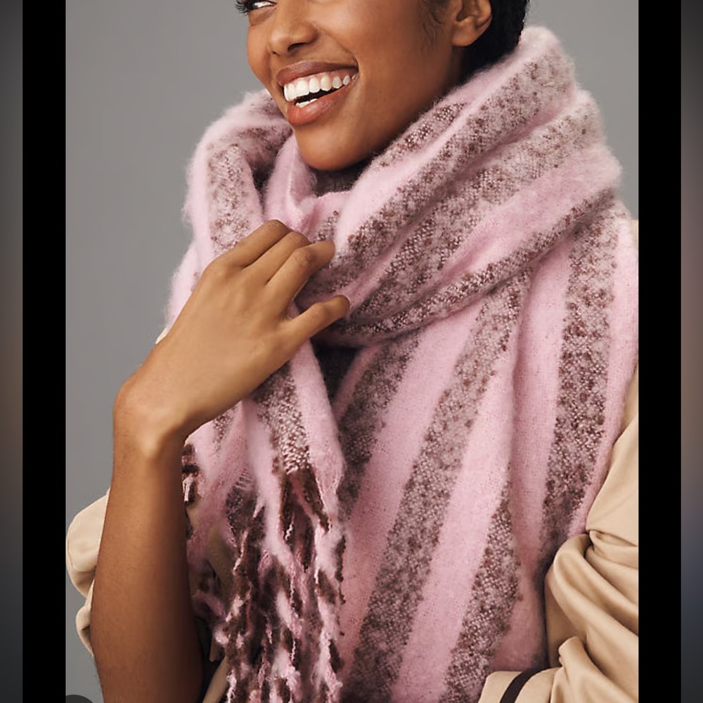 Anthropologie Pink and Brown Scarf - Picture 2 of 4